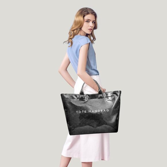 PVC Tote Bag Large Capacity Waterproof Clear Hobo Handbag for Women - Picture 7 of 9